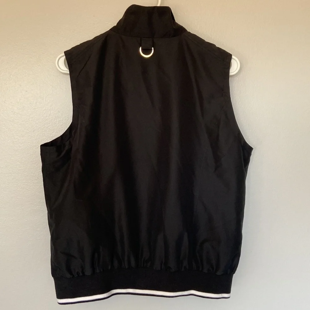 Lauren Ralph Lauren Black Utility Vest Gold Zip Logo Minimal Chic XL Lightweight - Picture 7 of 15
